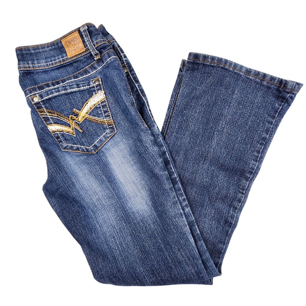 LEI Jeans Womens 11 R Ashley Boot Cut Slim Low Rise Blue Stretch VTG 90s Y2K